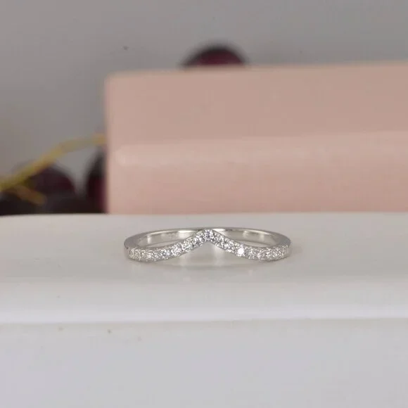 Certified V Band Moissanite Ring Half Eternity Ring - Picture 6 of 8